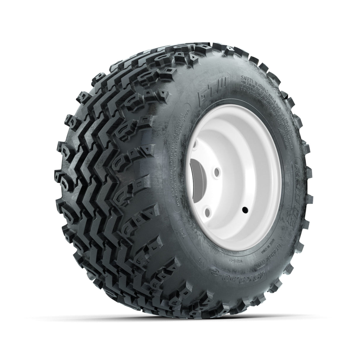 GTW Steel White Centered 5-Hole 8 in Wheels with 18x9.50-8 Rogue All Terrain Tires ‚Äì Full Set