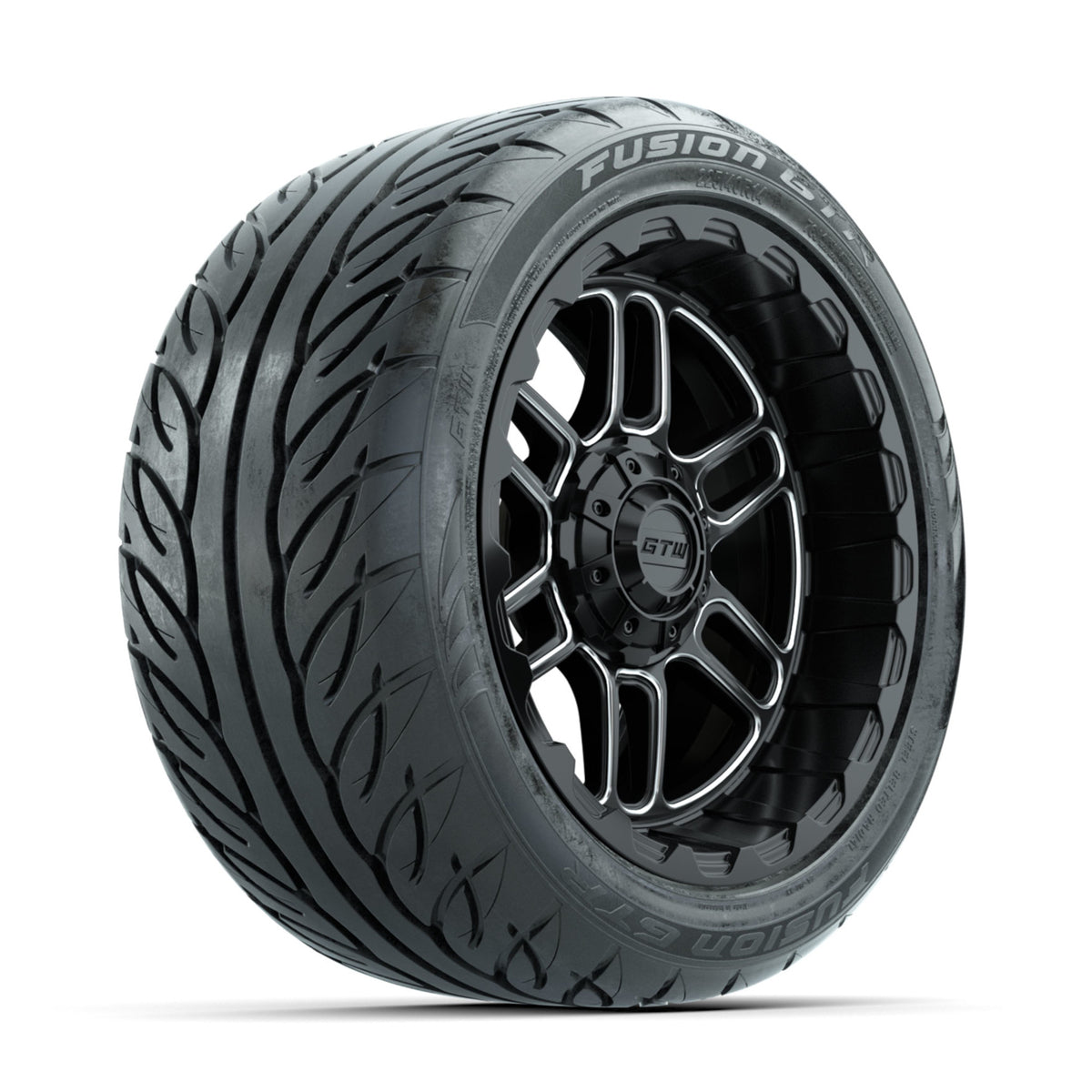 GTW Titan Machined/Black 14 in Wheels with 225/40-R14 Fusion GTR Stree ...