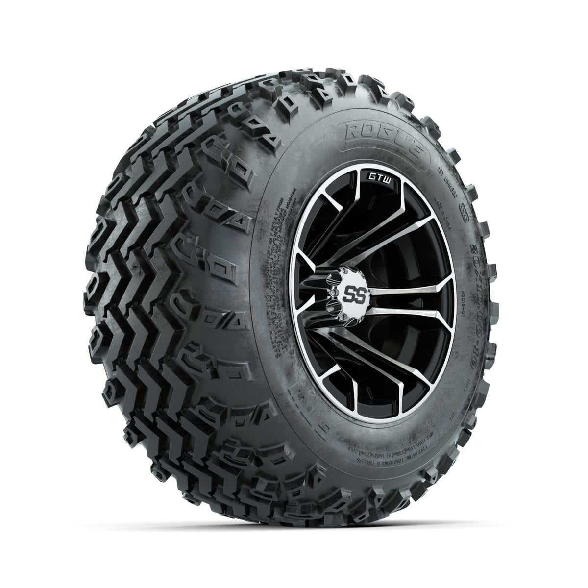 GTW Spyder Machined/Black 10 in Wheels with 20x10.00-10 Rogue All Terrain Tires ‚Äì Full Set