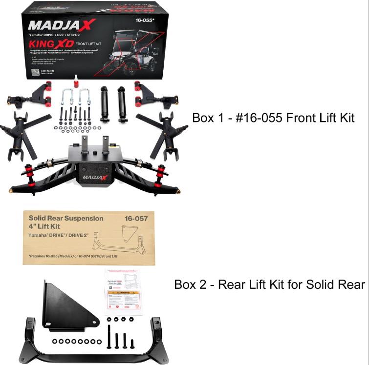 4 MadJax King XD Lift Kit for Yamaha G29/Drive & Drive2 with Solid/Fixed Rear Axel