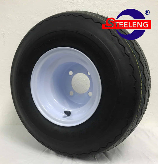 8″ White Steel Wheels -18″x8.5″-8″ Sawtooth Pattern Tires - WT0802