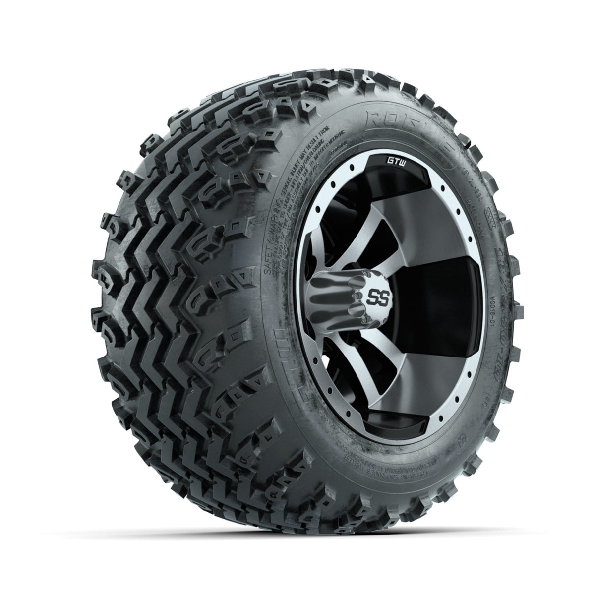 GTW Storm Trooper Machined/Black 10 in Wheels with 18x9.50-10 Rogue All Terrain Tires ‚Äì Full Set