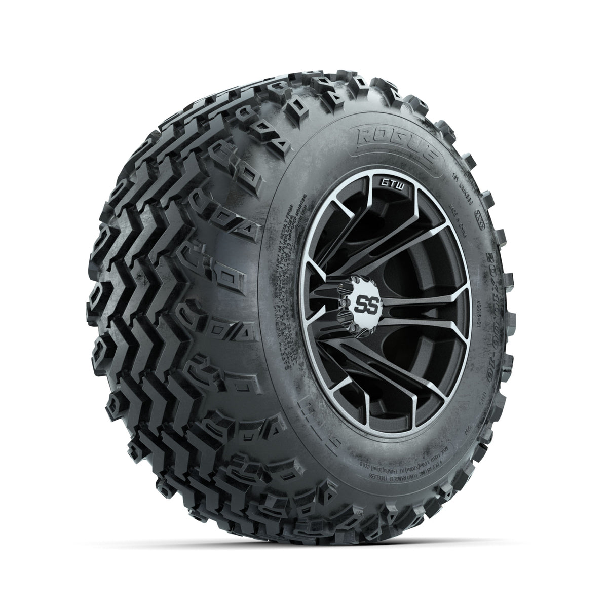 GTW Spyder Machined/Matte Grey 10 in Wheels with 20x10.00-10 Rogue All Terrain Tires ‚Äì Full Set