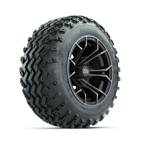 GTW Spyder Machined/Grey 12 in Wheels with 22x11.00-12 Rogue All Terrain Tires ‚Äì Full Set