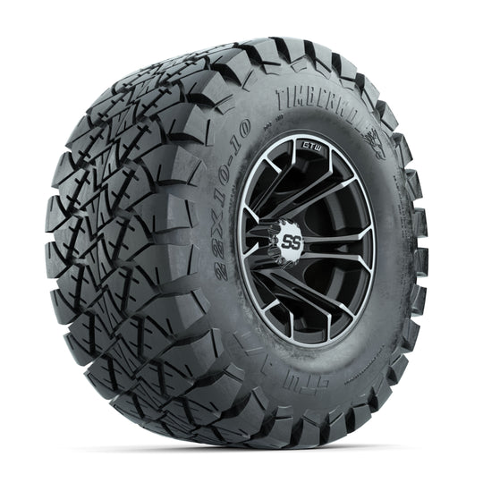 GTW Spyder Machined/Matte Grey 10 in Wheels with 22x10-10 Timberwolf All Terrain Tires ‚Äì Full Set