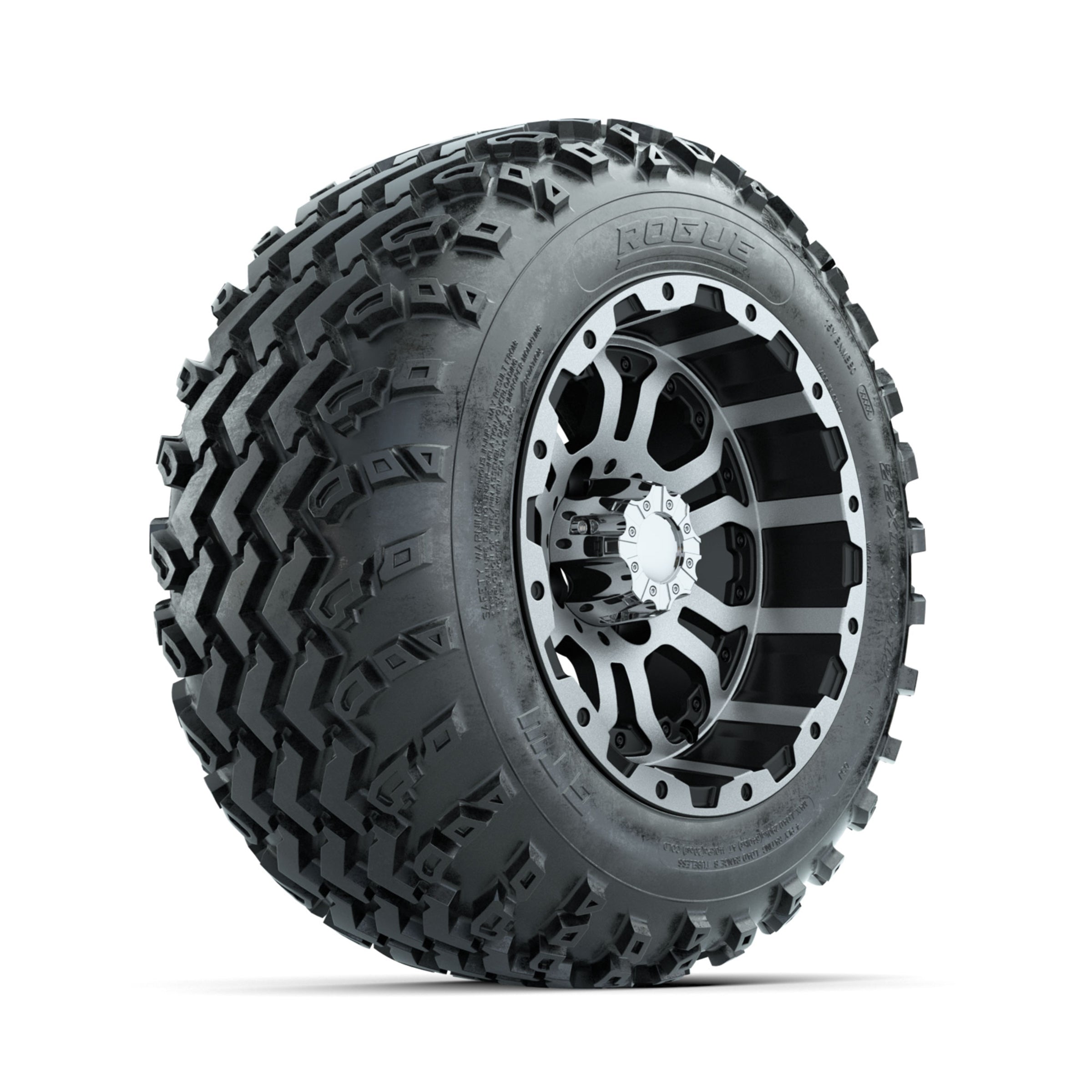 GTW Omega Machined/Black 12 in Wheels with 22x11.00-12 Rogue All Terrain Tires ‚Äì Full Set