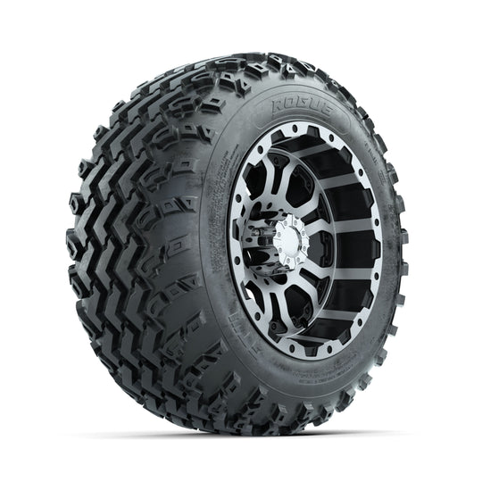 GTW Omega Machined/Black 12 in Wheels with 22x11.00-12 Rogue All Terrain Tires ‚Äì Full Set
