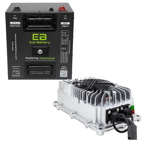 51V 105AH Eco LifePo4 Lithium Battery Kit with 15A Charger ‚Äì Thru Hole Style Battery