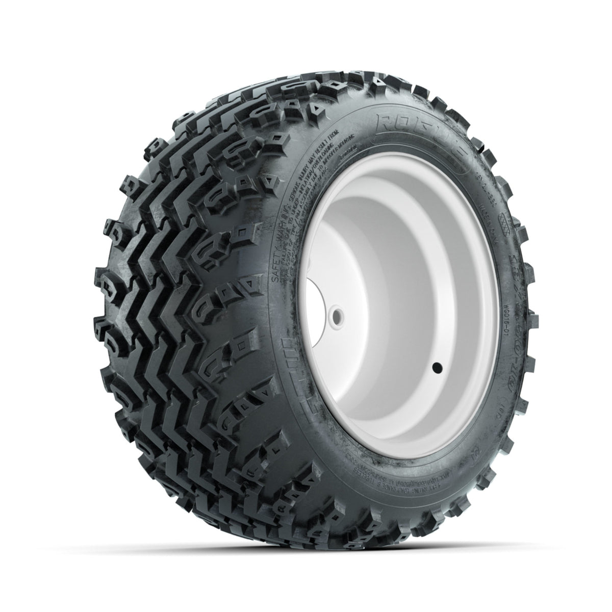 GTW Steel White 3:5 Offset 10 in Wheels with 18x9.50-10 Rogue All Terrain Tires ‚Äì Full Set
