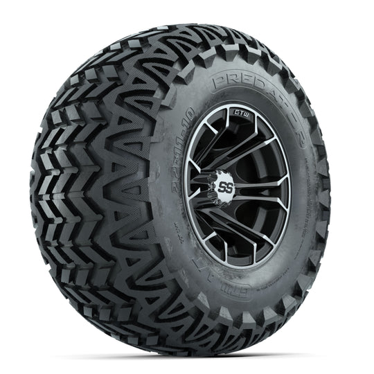 GTW Spyder Machined/Matte Grey 10 in Wheels with 22x11-10 Predator All Terrain Tires ‚Äì Full Set