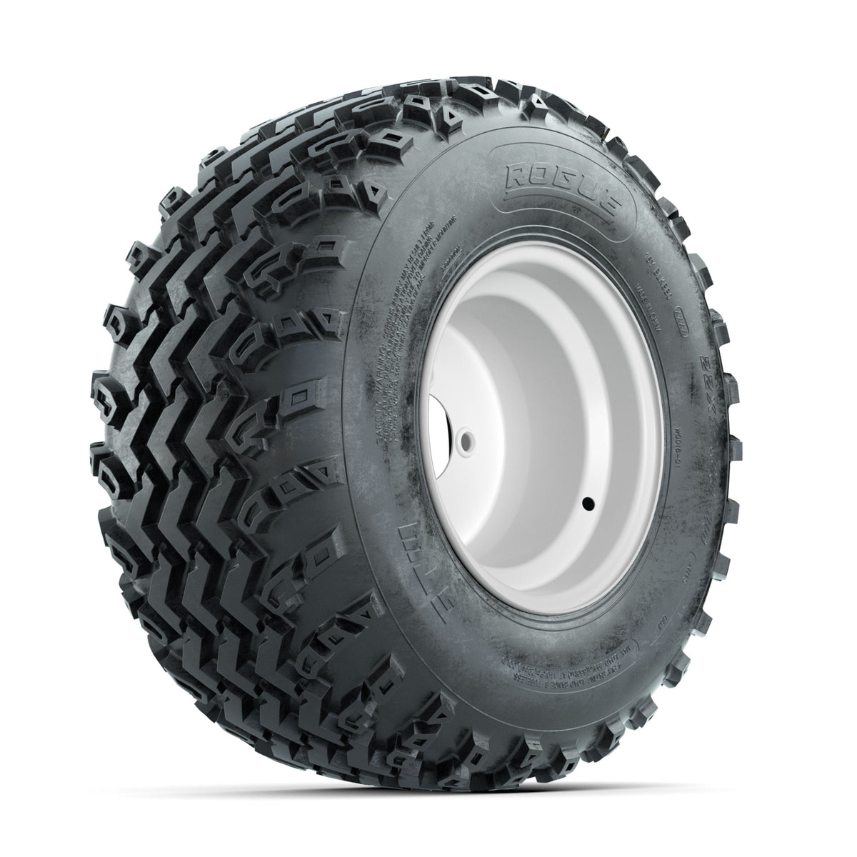 GTW Steel White 3:5 Offset 10 in Wheels with 22x11.00-10 Rogue All Terrain Tires ‚Äì Full Set