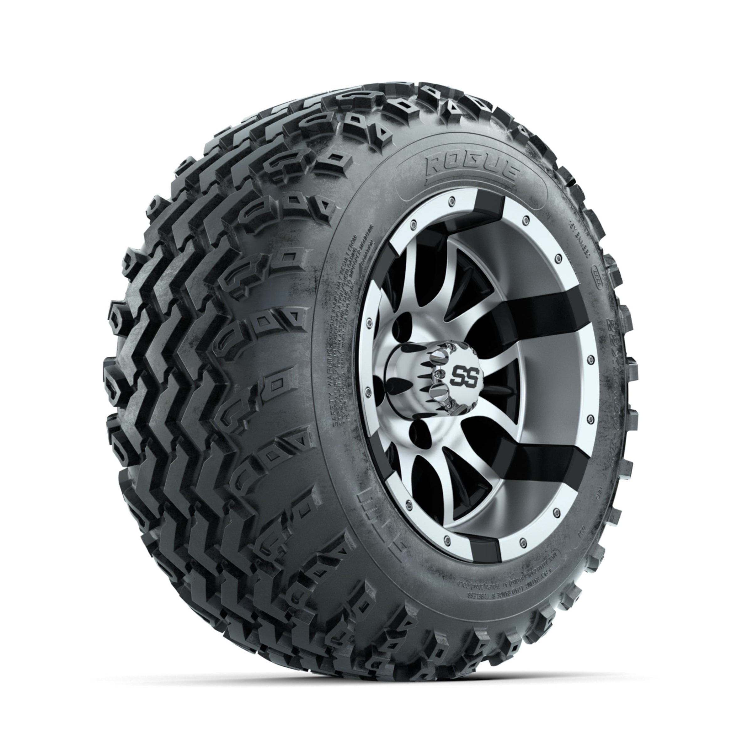 GTW Diesel Machined/Black 12 in Wheels with 22x11.00-12 Rogue All Terrain Tires ‚Äì Full Set