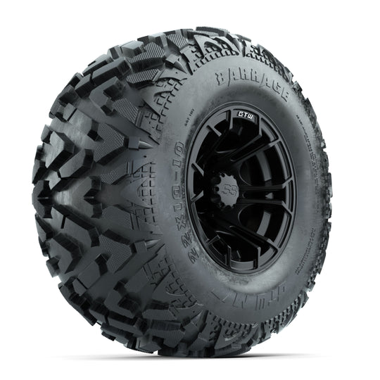 GTW Spyder Matte Black 10 in Wheels with 22x10-10 Barrage Mud Tires ‚Äì Full Set