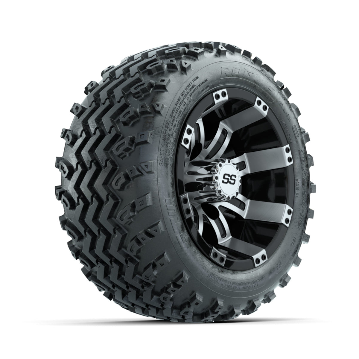 GTW Tempest Machined/Black 10 in Wheels with 18x9.50-10 Rogue All Terrain Tires ‚Äì Full Set