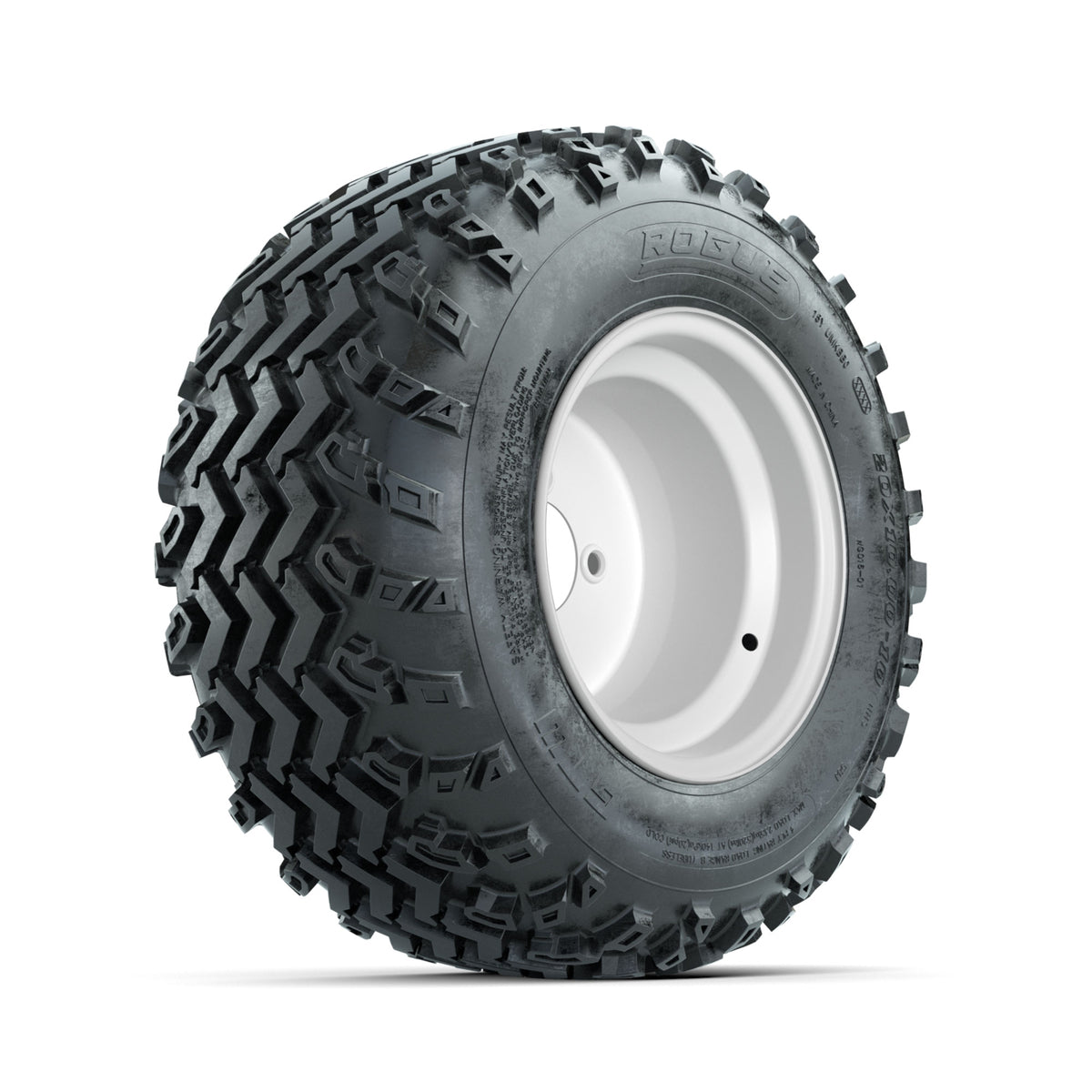 GTW Steel White 3:5 Offset 10 in Wheels with 20x10.00-10 Rogue All Terrain Tires ‚Äì Full Set