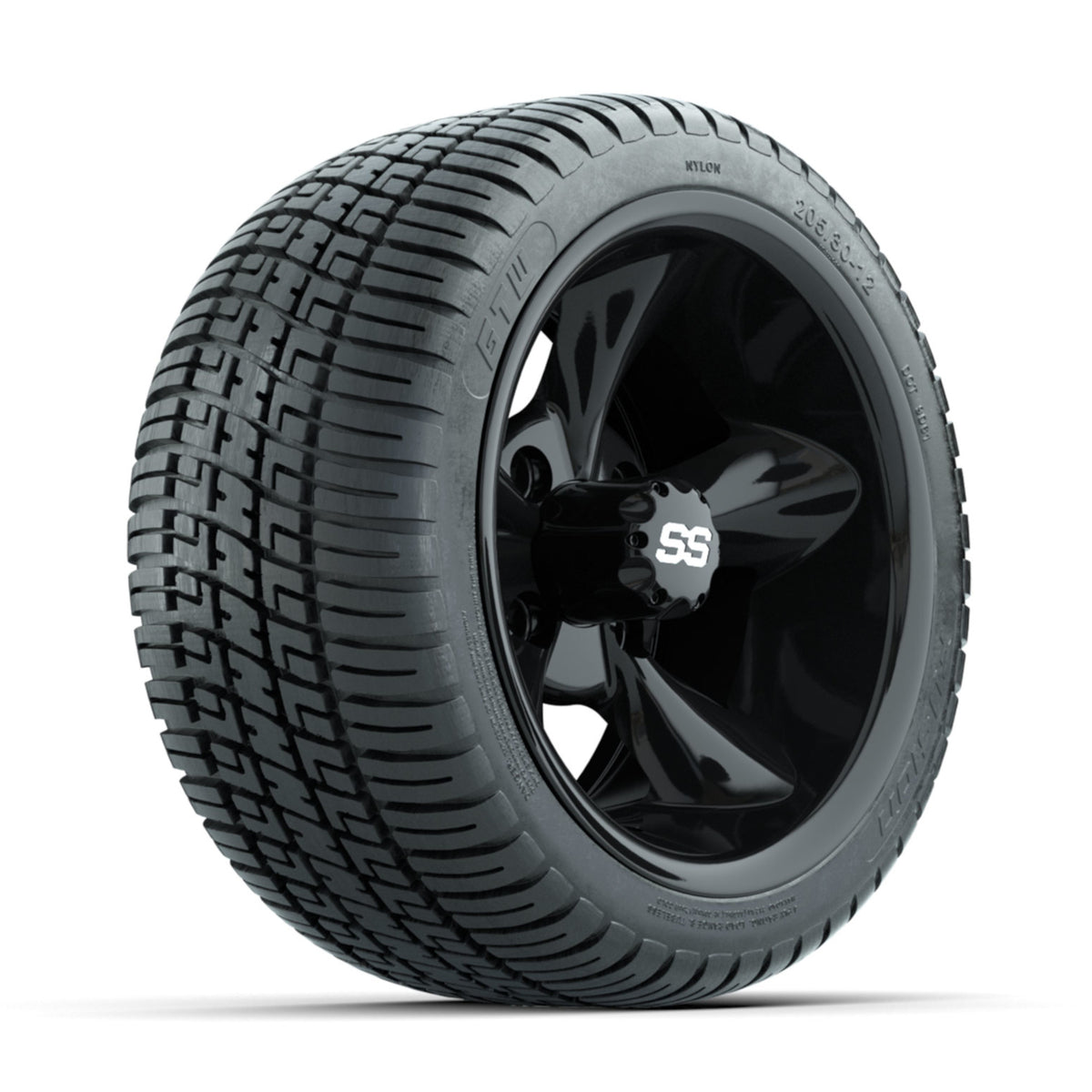 GTW Godfather Black 12 in Wheels with 205/30-12 Fusion Street Tires ‚Äì Full Set