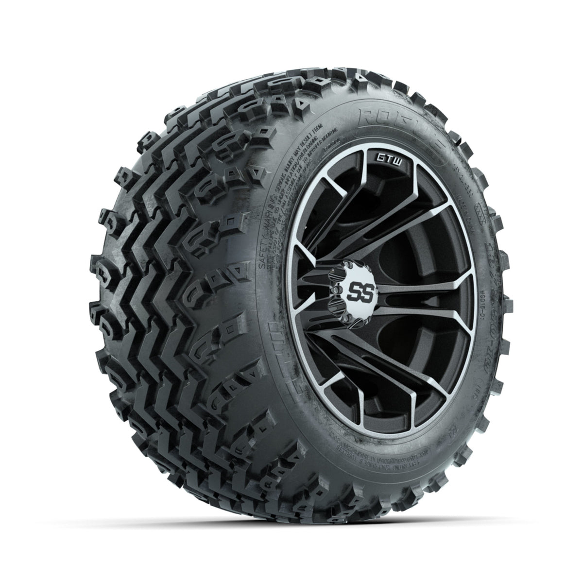 GTW Spyder Machined/Matte Grey 10 in Wheels with 18x9.50-10 Rogue All Terrain Tires ‚Äì Full Set