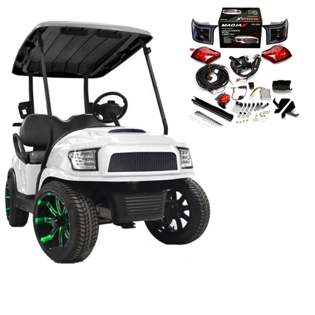 Club Car Precedent/Tempo ALPHA Street Body Kit in White with Ultimate Plus Light Kit