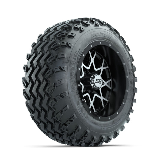 GTW Vortex Machined/Matte Black 12 in Wheels with 22x11.00-12 Rogue All Terrain Tires ‚Äì Full Set