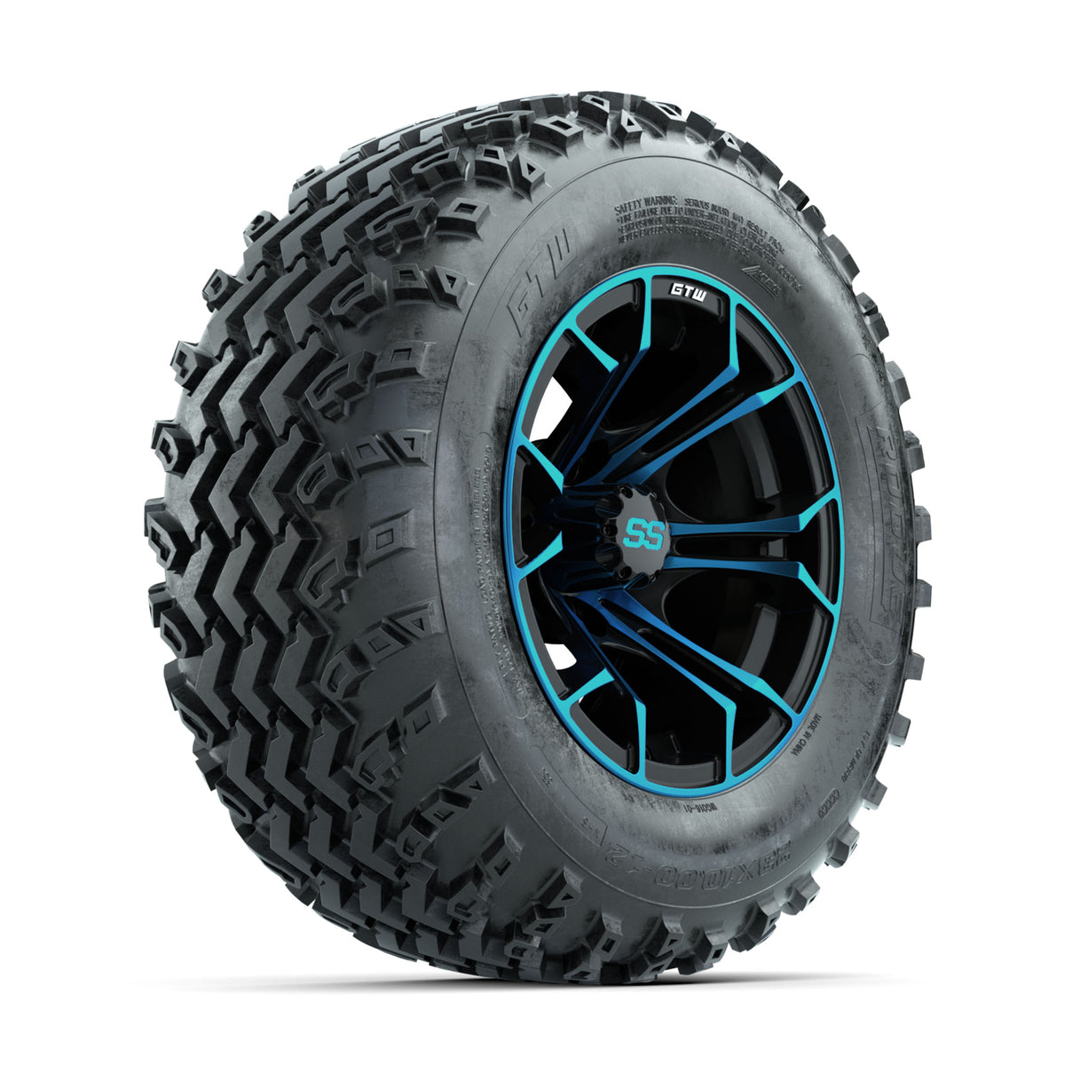 GTW Spyder Blue/Black 12 in Wheels with 23x10.00-12 Rogue All Terrain Tires ‚Äì Full Set