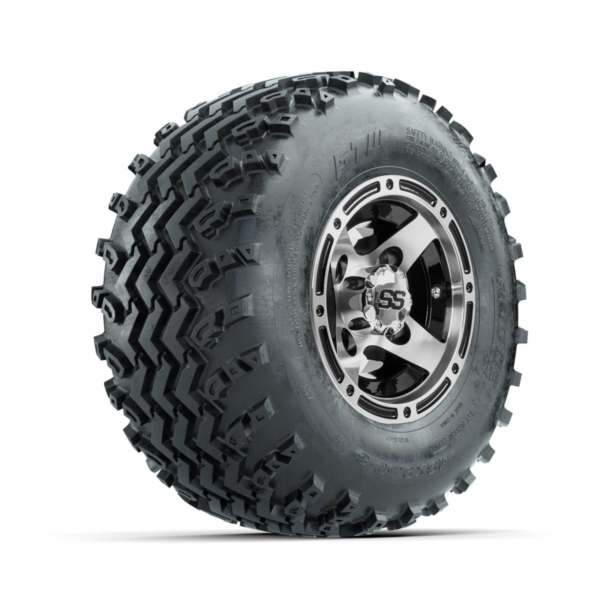 GTW Ranger Machined/Black 8 in Wheels with 18x9.50-8 Rogue All Terrain Tires ‚Äì Full Set