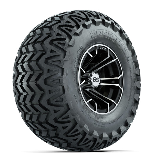 GTW Spyder Machined/Black 10 in Wheels with 22x11-10 Predator All Terrain Tires ‚Äì Full Set