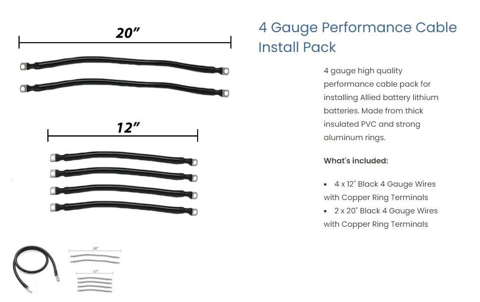 4 Gauge performance cable install pack - allied lithium battery