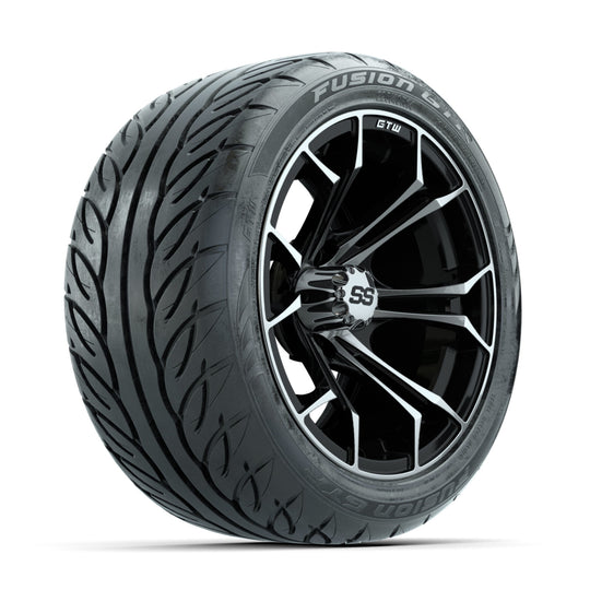 GTW Spyder Machined/Black 14 in Wheels with 225/40-R14 Fusion GTR Street Tires ‚Äì Full Set