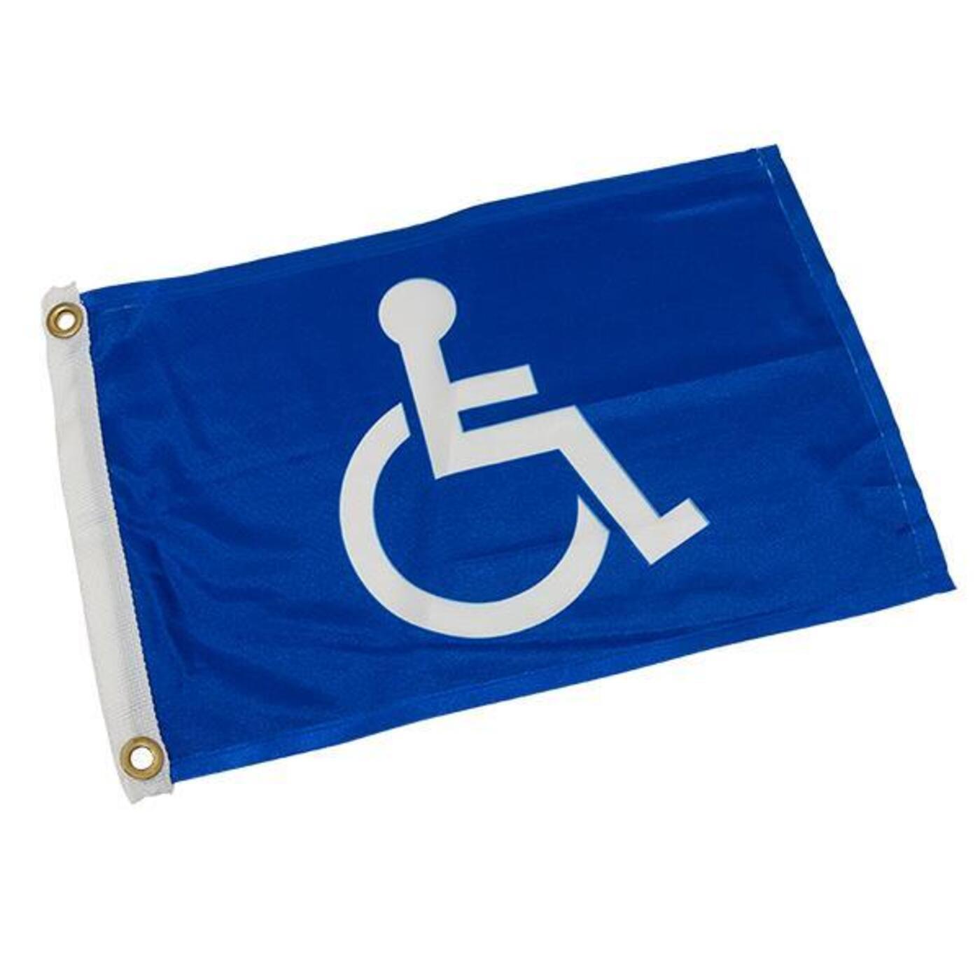 Handicap Flag Blue w/White Logo 12" X 18" Golf Cart Geeks