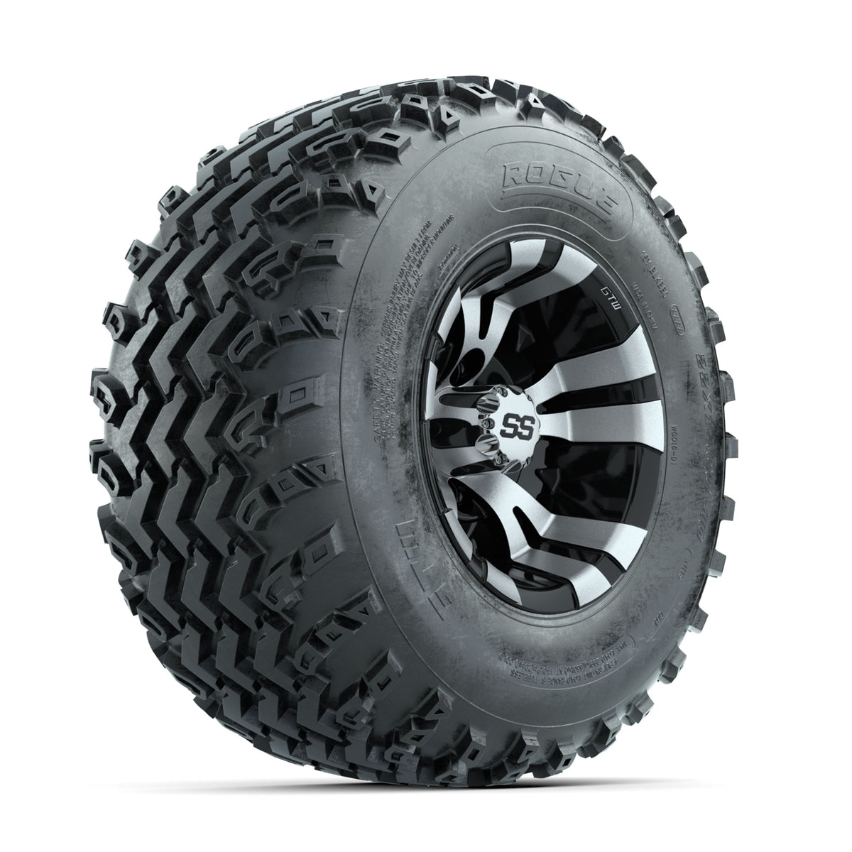 GTW Vampire Machined/Black 10 in Wheels with 22x11.00-10 Rogue All Terrain Tires ‚Äì Full Set