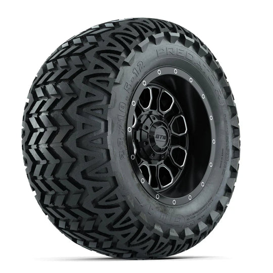 Set of (4) 12 in GTW¬Æ Volt Machined & Black Wheels with 23x10.5-12 Predator All-Terrain Tires