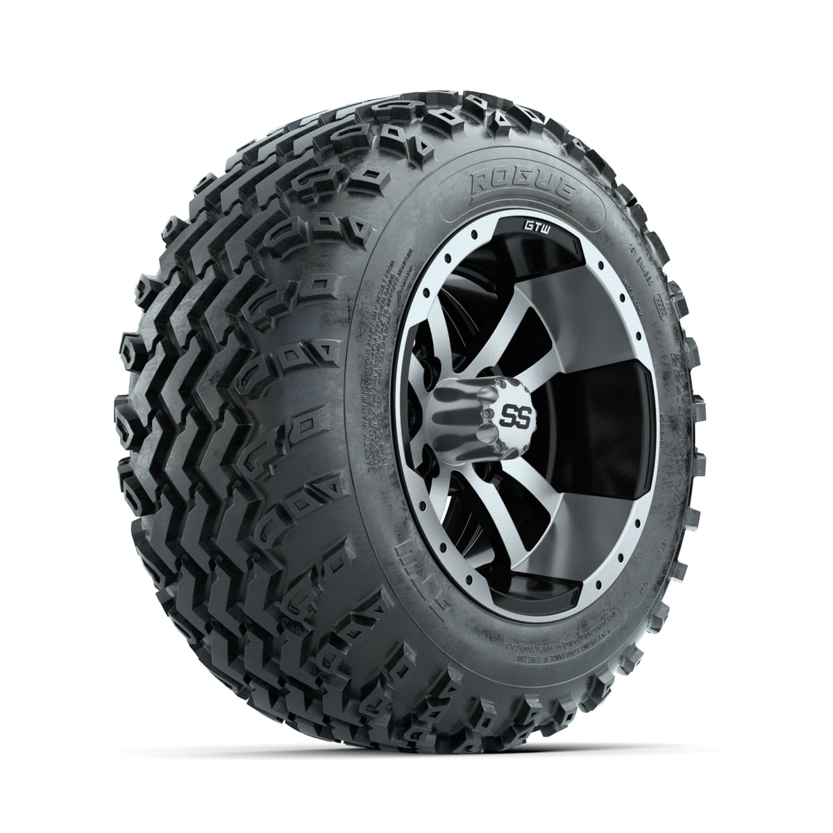 GTW Storm Trooper Machined/Black 12 in Wheels with 22x11.00-12 Rogue All Terrain Tires ‚Äì Full Set