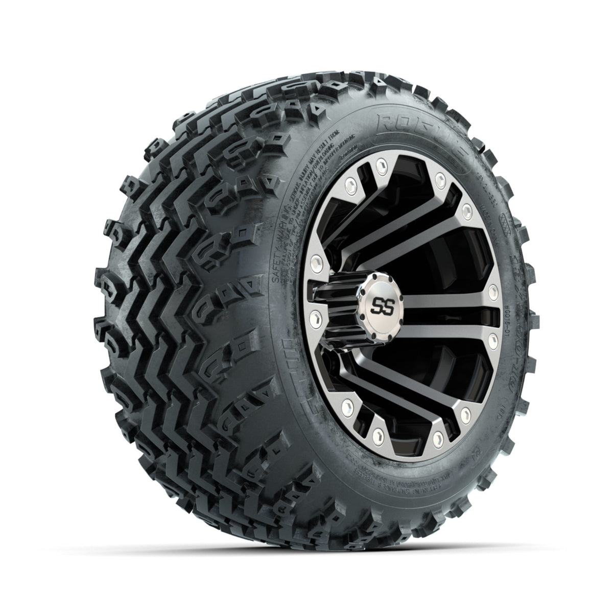 GTW Specter Machined/Black 10 in Wheels with 18x9.50-10 Rogue All Terrain Tires ‚Äì Full Set