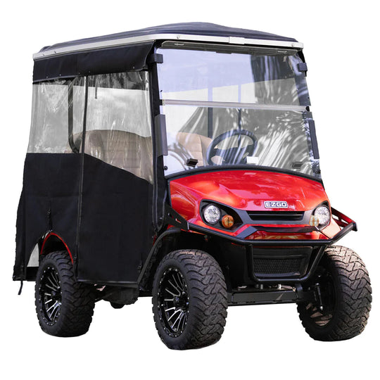 RedDot EZGO Express S4 Elite with 80" Non Modular Top Allguard Black 3-Sided Track Style Enclosure (Years 2023-Up)