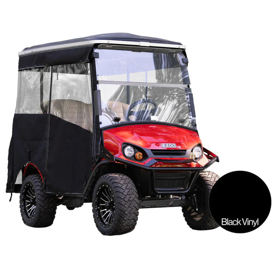 RedDot EZGO Express S4 Elite with 80" Non Modular Top Black 3-Sided Track Style Vinyl Enclosure (Years 2023-Up)