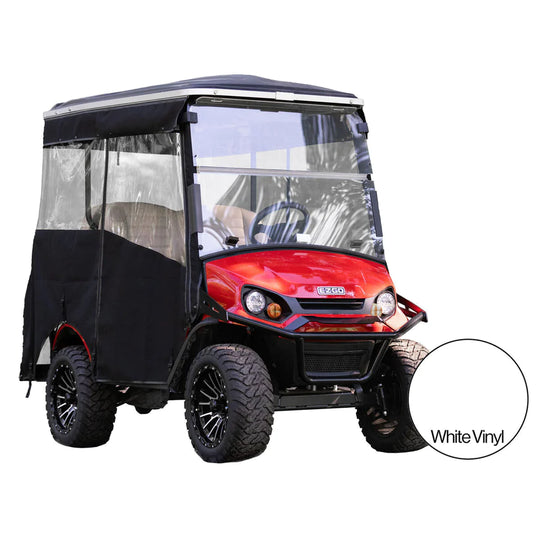 RedDot EZGO Express S4 Elite with 80" Non Modular Top White 3-Sided Track Style Vinyl Enclosure (Years 2023-Up)