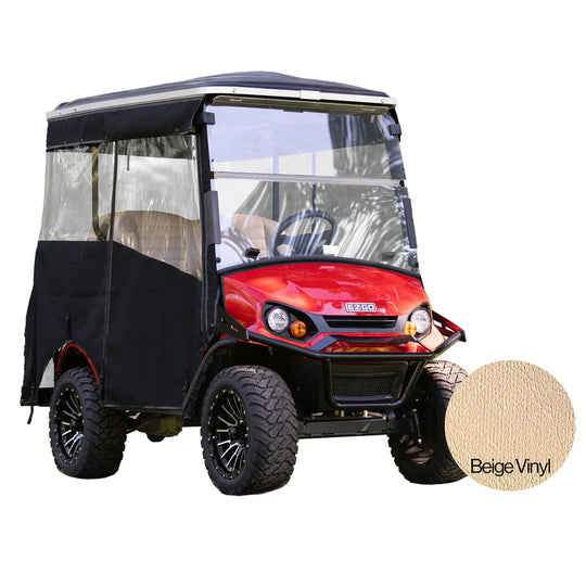 RedDot EZGO Express S4 Elite with 80" Non Modular Top Beige 3-Sided Track Style Vinyl Enclosure (Years 2023-Up)