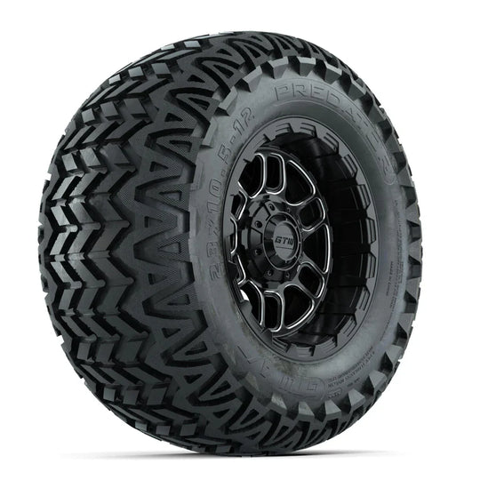 Set of (4) 12 in GTW¬Æ Titan Machined & Black Wheels with 23x10.5-12 Predator All-Terrain Tires