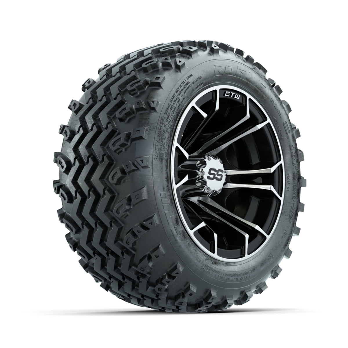 GTW Spyder Machined/Black 10 in Wheels with 18x9.50-10 Rogue All Terrain Tires ‚Äì Full Set