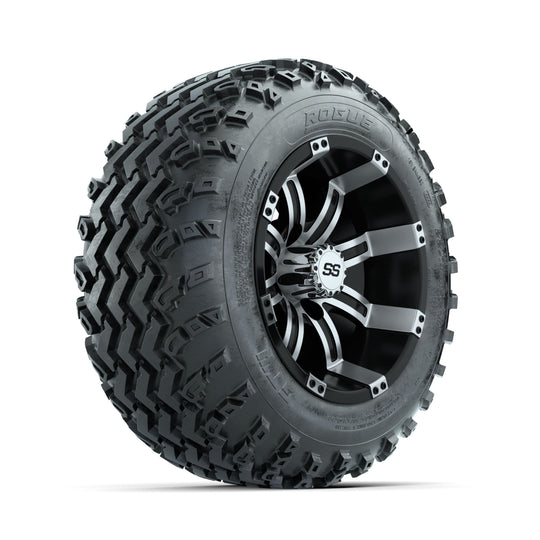 GTW Tempest Machined/Black 12 in Wheels with 22x11.00-12 Rogue All Terrain Tires ‚Äì Full Set