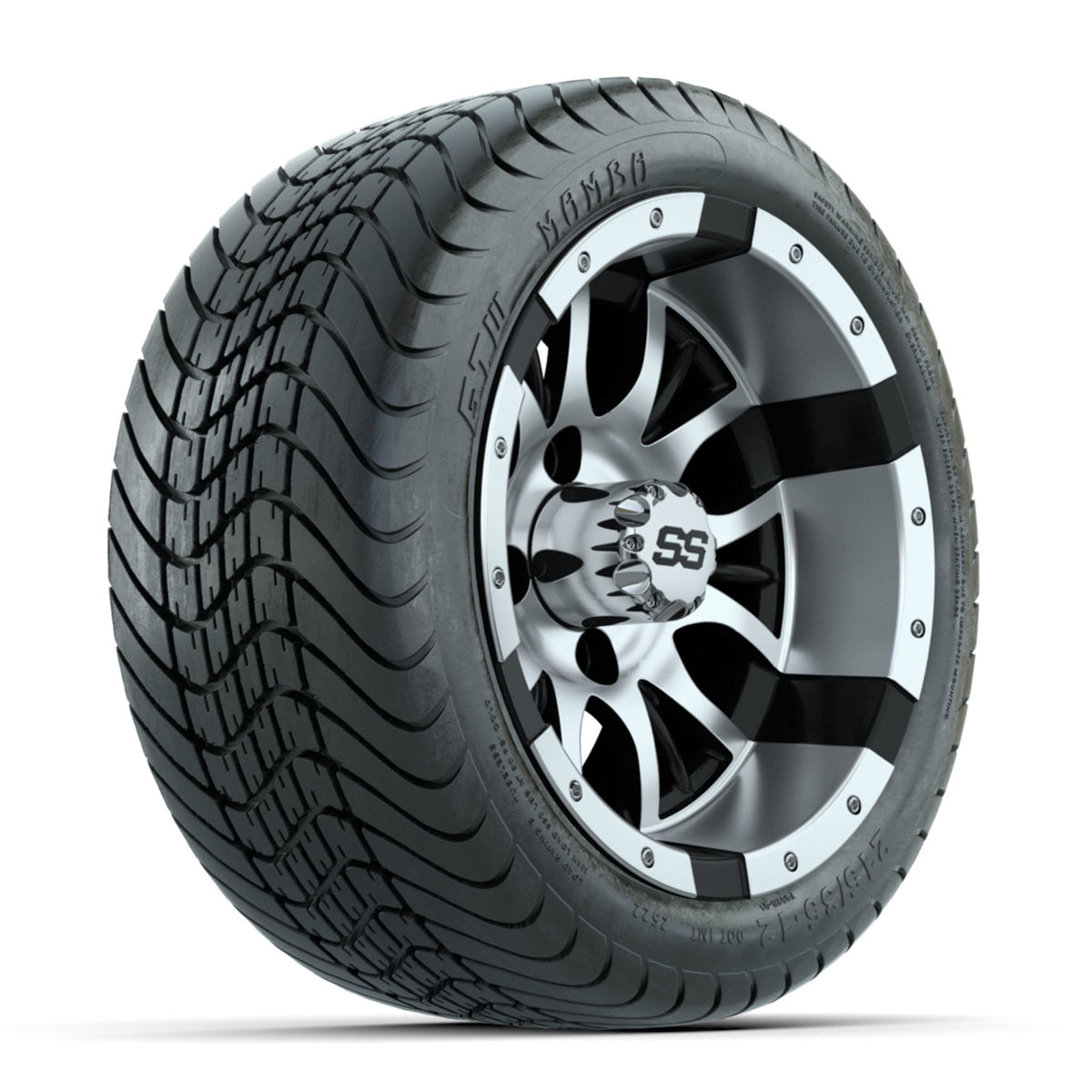 GTW Diesel Machined/Black 12 in Wheels with 215/35-12 Mamba Street Tires ‚Äì Full Set