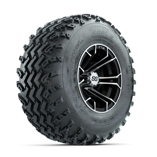GTW Spyder Machined/Black 10 in Wheels with 22x11.00-10 Rogue All Terrain Tires ‚Äì Full Set