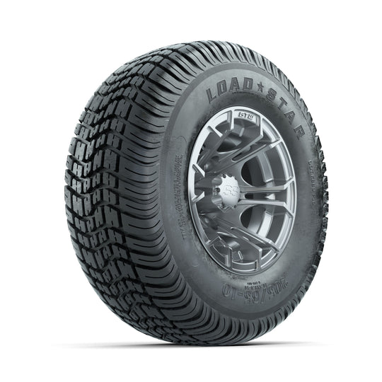 GTW Spyder Silver Brush 10 in Wheels with 205/65-10 Kenda Load Star Street Tires ‚Äì Full Set