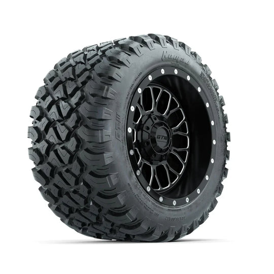 Set of (4) 12 in GTW¬Æ Helix Machined & Black Wheels with 22x11-R12 Nomad All-Terrain Tires