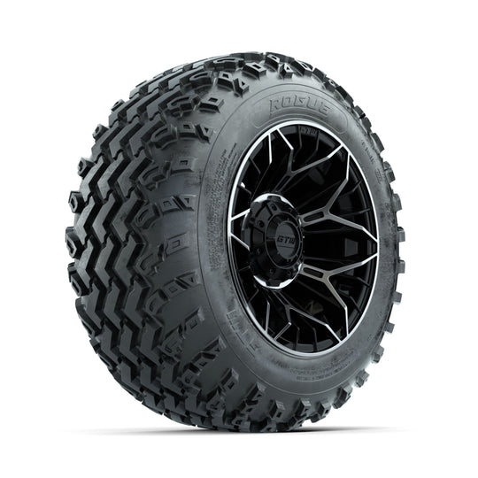 GTW Stellar Machined/Black 12 in Wheels with 22x11.00-12 Rogue All Terrain Tires ‚Äì Full Set