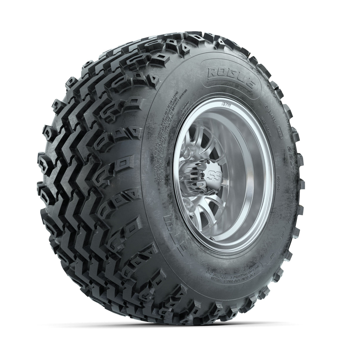 GTW Medusa Machined/Silver 10 in Wheels with 22x11.00-10 Rogue All Terrain Tires ‚Äì Full Set