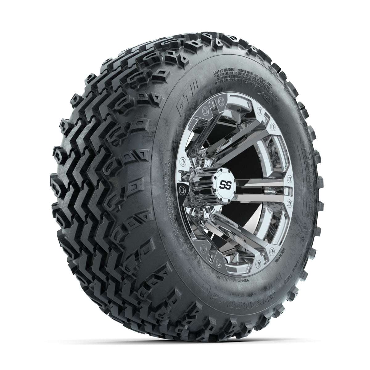 GTW Specter Chrome 12 in Wheels with 23x10.00-12 Rogue All Terrain Tires ‚Äì Full Set