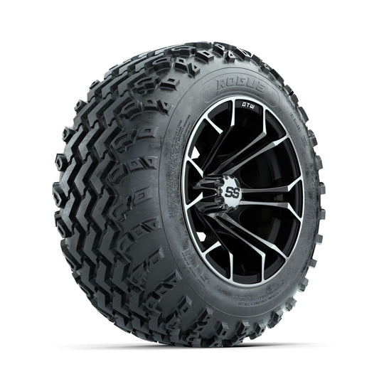 GTW Spyder Machined/Black 12 in Wheels with 22x11.00-12 Rogue All Terrain Tires ‚Äì Full Set