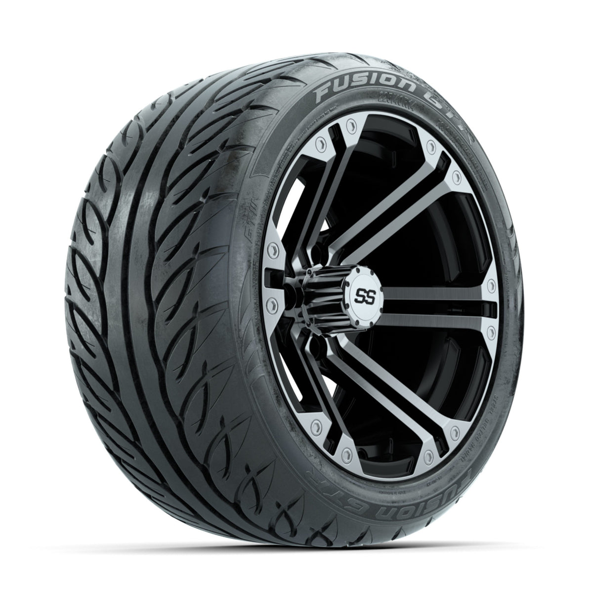 GTW Specter Machined/Black 14 in Wheels with 225/40-R14 Fusion GTR Street Tires ‚Äì Full Set