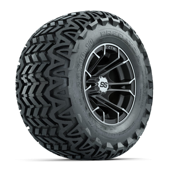 GTW Spyder Machined/Matte Grey 10 in Wheels with 20x10-10 Predator All Terrain Tires ‚Äì Full Set